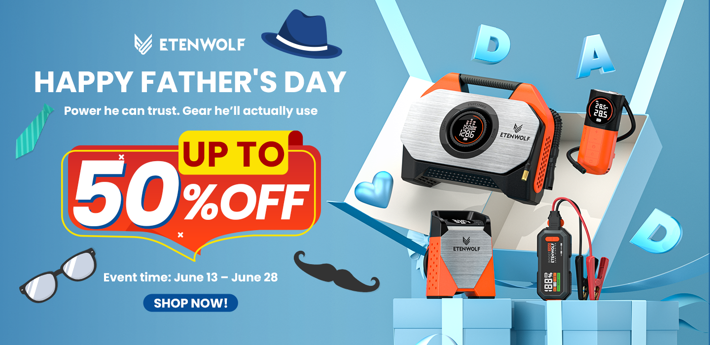 HAPPY FATHER'S DAY. Power he can trust. Gear he'll actually use. ETENWOLF preducts Up to 50% off.