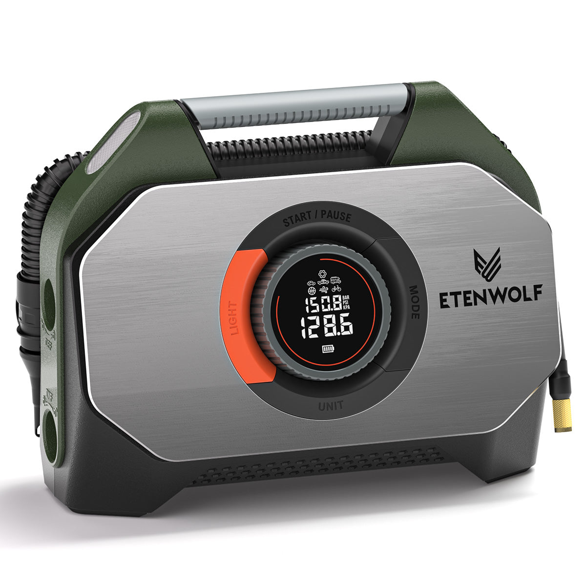 ETENWOLF Vortex S7 Heavy Duty Tire Inflator Air Compressor (38,400 mAh Battery)