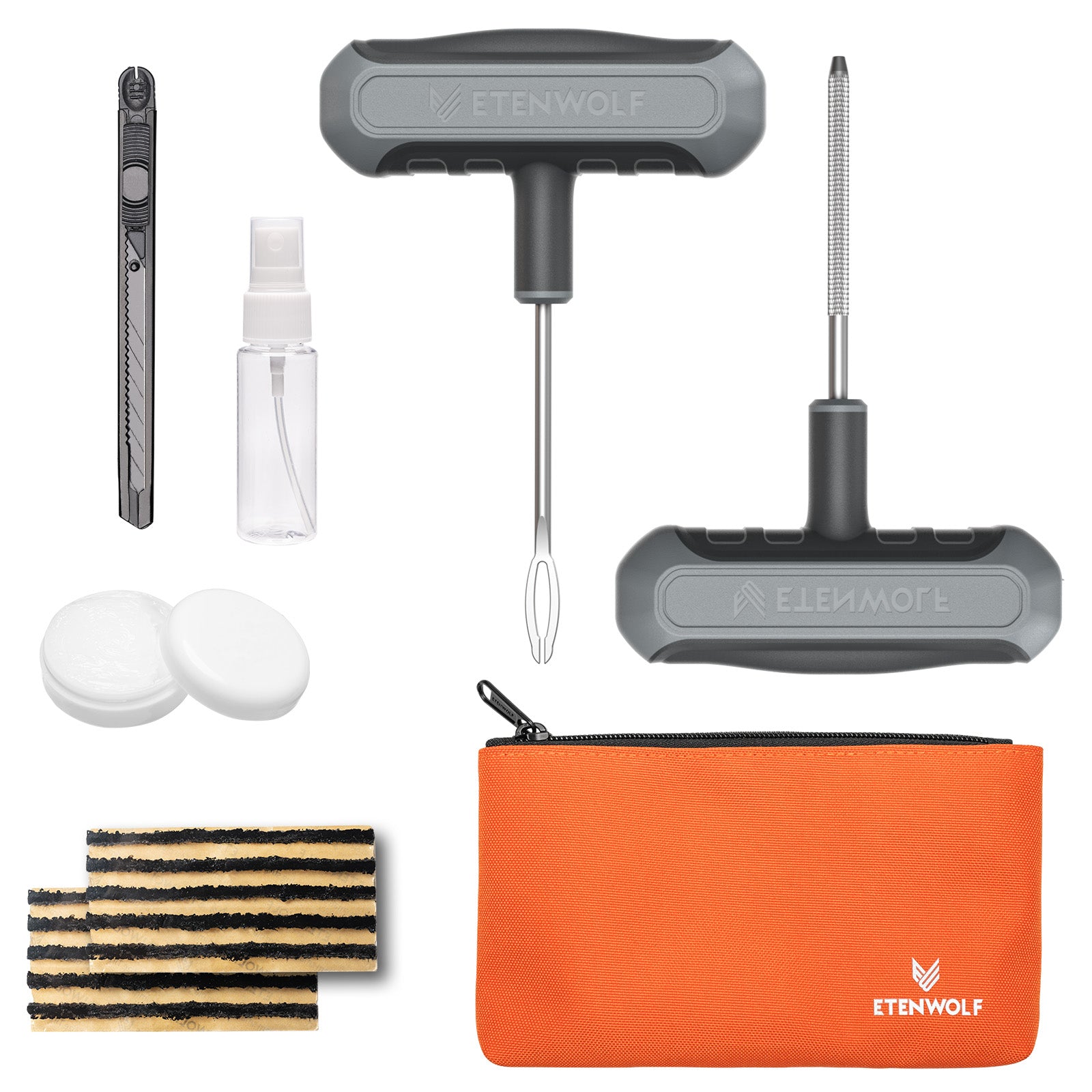 ETENWOLF Flat Tire Repair Kit with Plugs 16 Pcs (Gray)