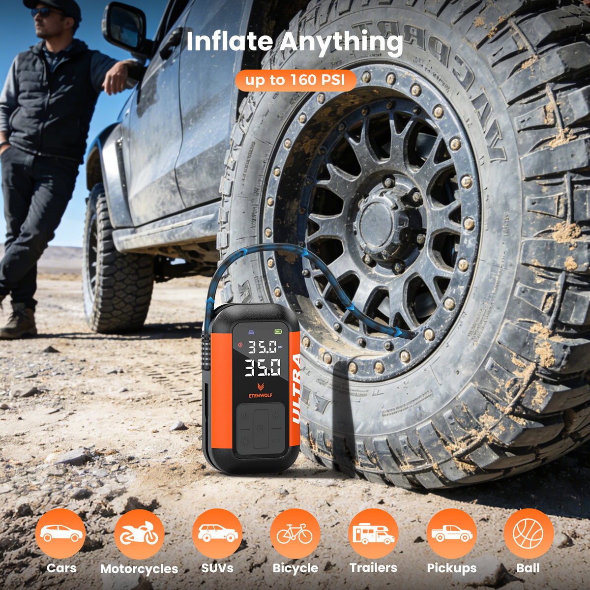 ETENWOLF X6 PRO MAX Jump Starter with Air Compressor (3000A)