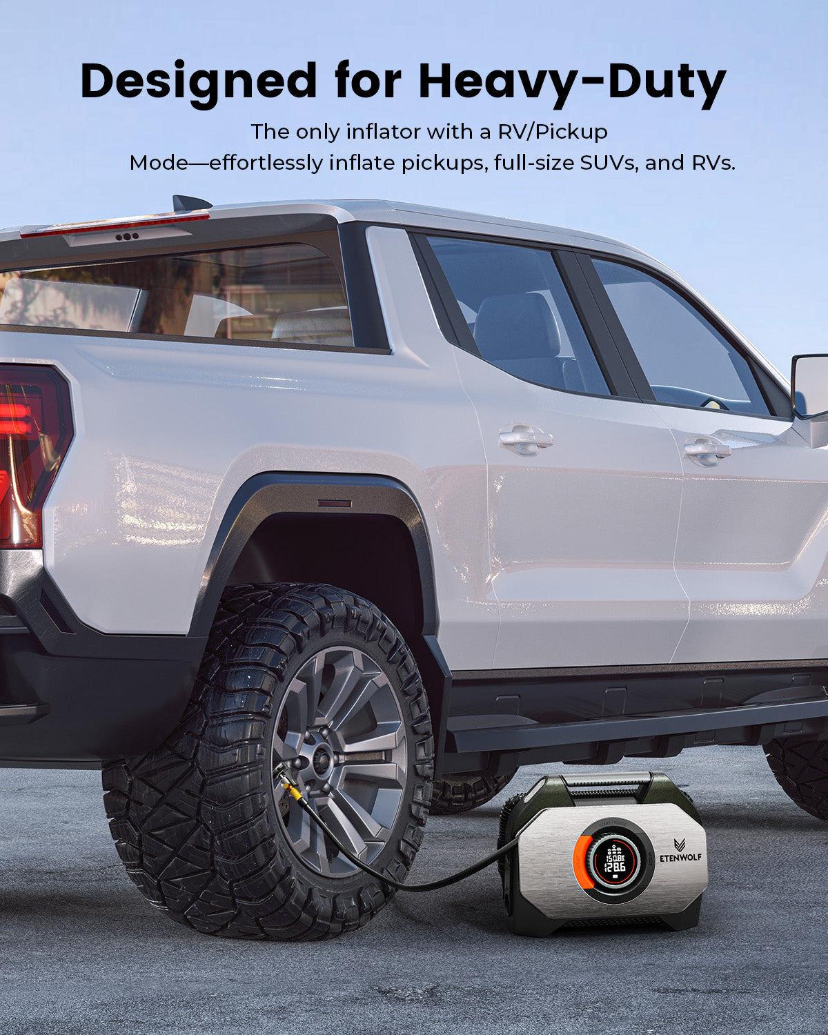 ETENWOLF Vortex S7 Heavy Duty Tire Inflator Air Compressor (38,400 mAh Battery)