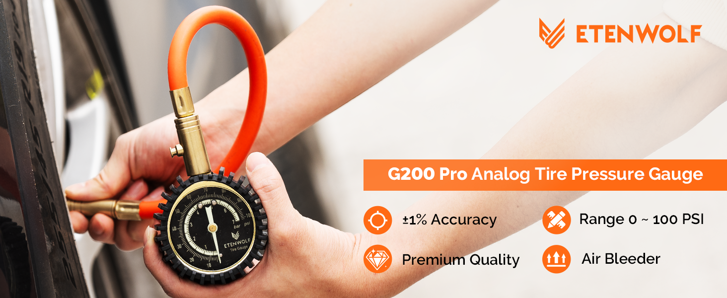 ETENWOLF G200 PRO No Battery Need Tire Pressure Gauge 0~100 PSI