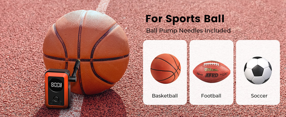 For Sports Ball, Ball Pump Needles Included. (Basketball, Football, Soccer)