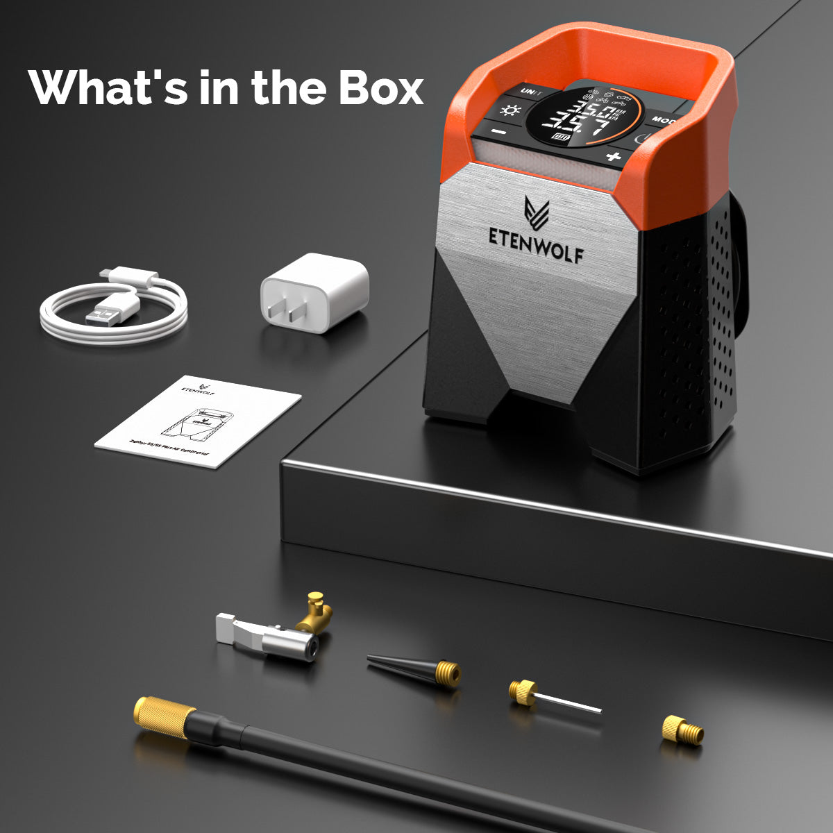 ETENWOLF Zephyr S5 Heavy Duty Tire Inflator Air Compressor (what is in the box)