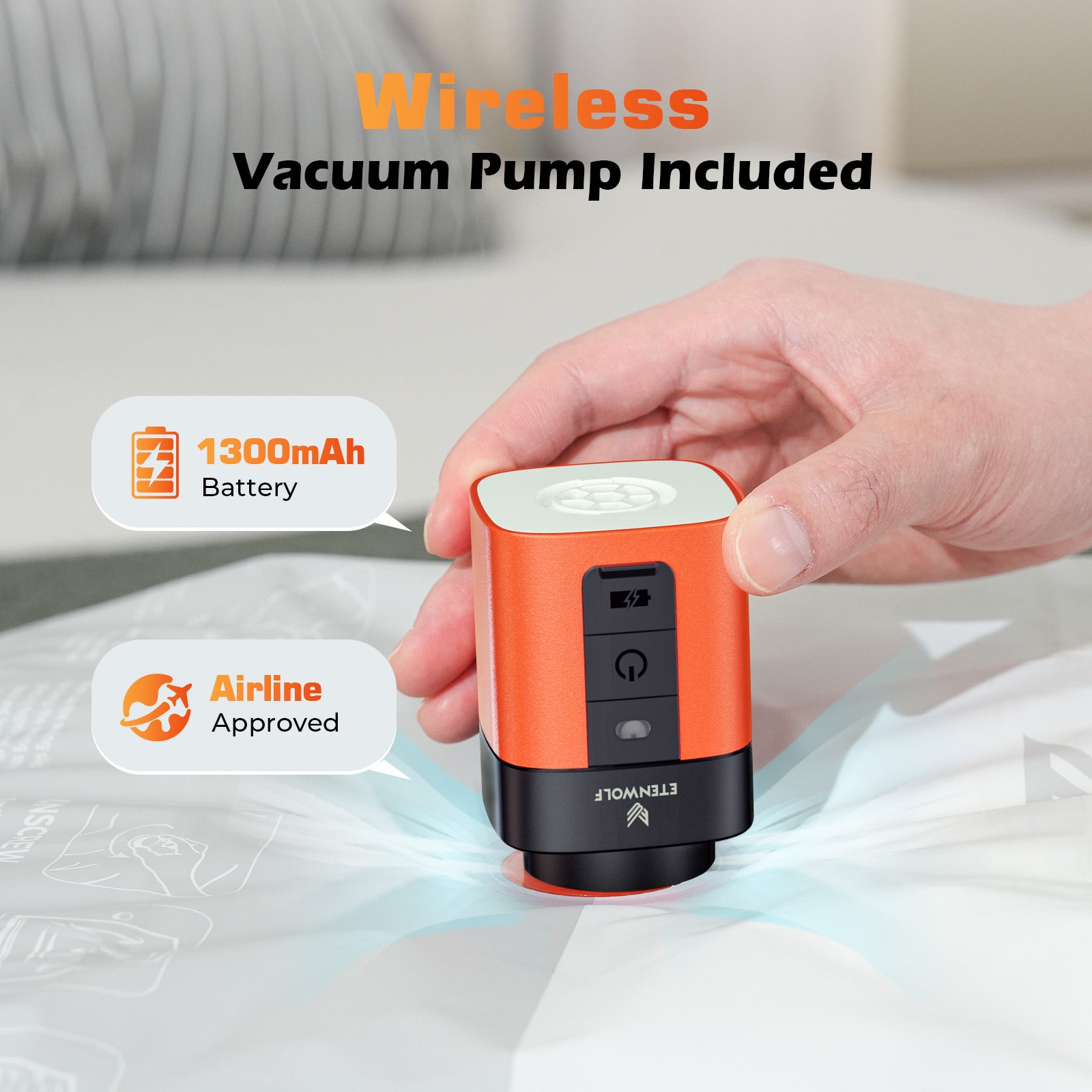 ETENWOLF Reusable Vacuum Seal Bags with Rechargeable Wireless Pump (1300mAh)