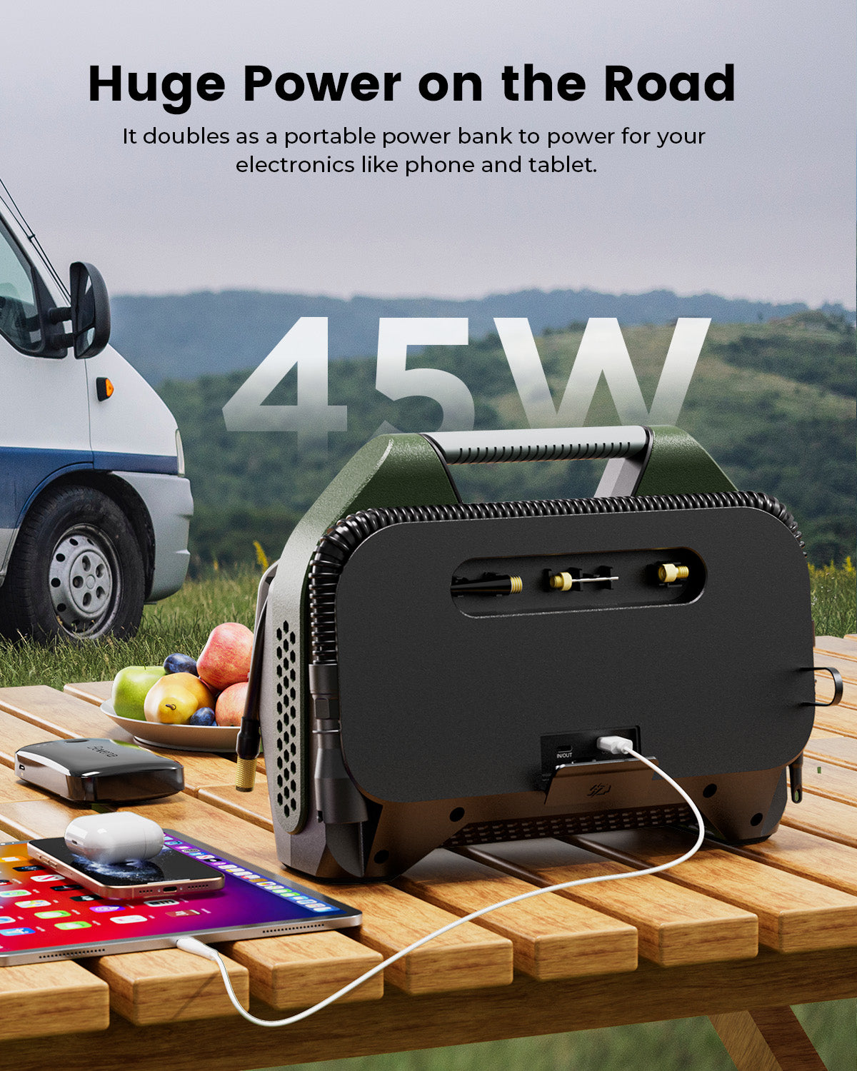 ETENWOLF Vortex S7 Heavy Duty Tire Inflator Air Compressor (38,400 mAh Battery)