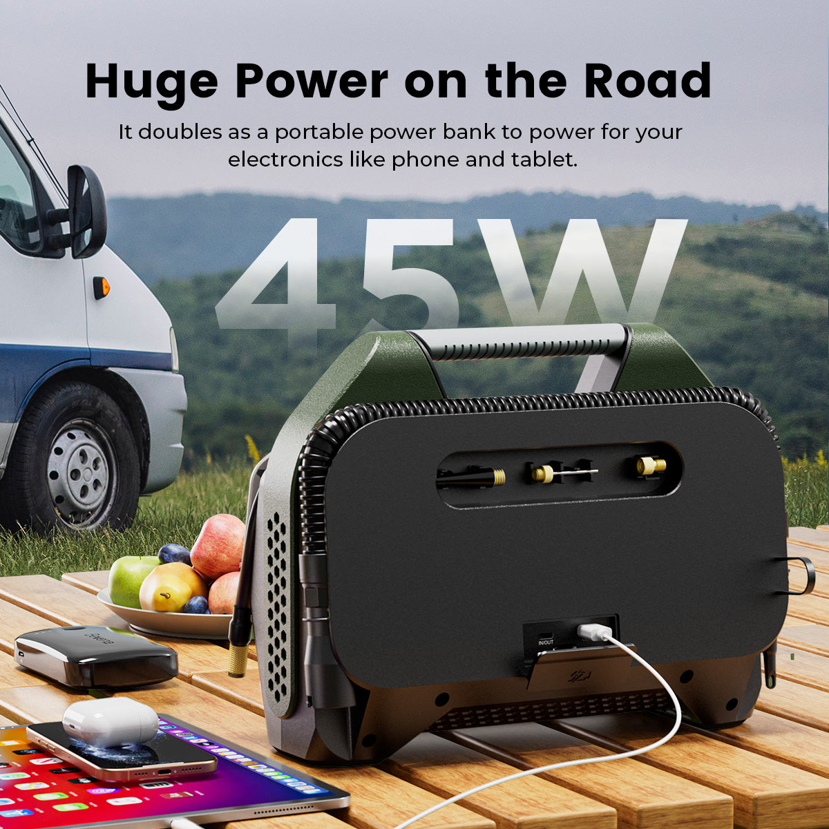 ETENWOLF Vortex S7 Heavy Duty Tire Inflator Air Compressor (38,400 mAh Battery)