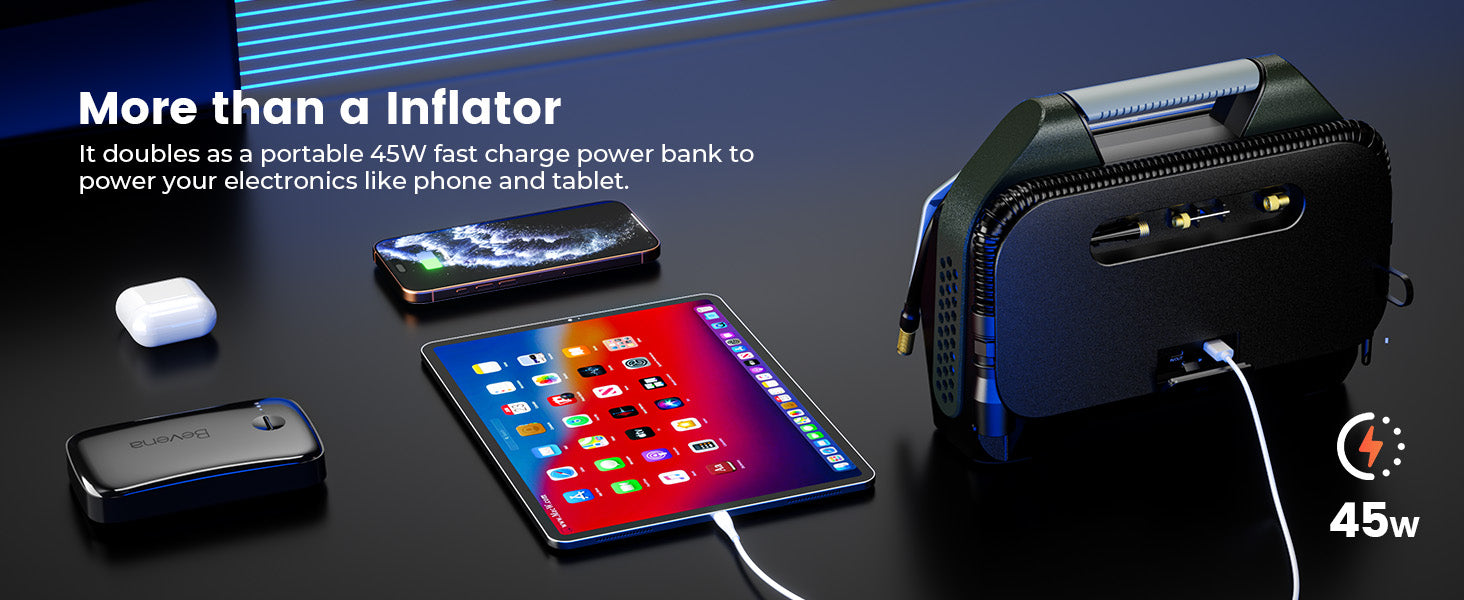 ETENWOLF Vortex S7 Heavy Duty Tire Inflator Air Compressor (38,400 mAh Battery)