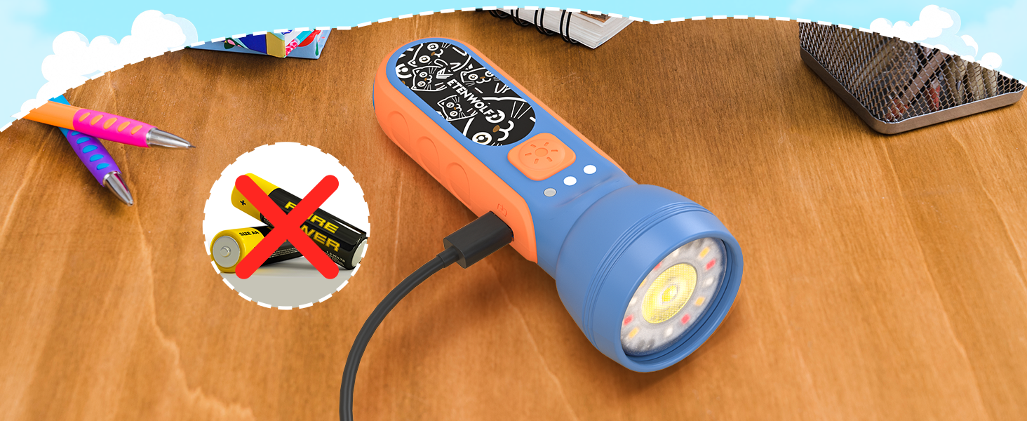 usb rechargeable ETENWOLF L1 Mini Rechargeable Flashlight (with Fun Stickers)