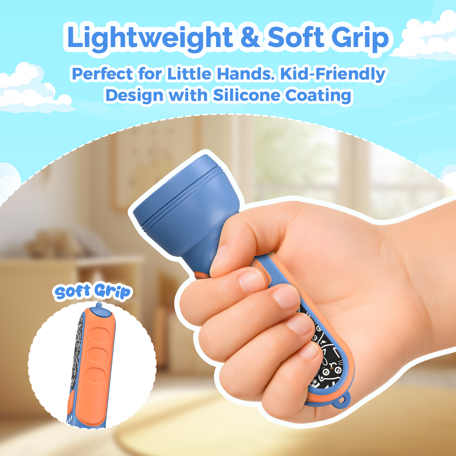 soft grip ETENWOLF L1 Mini Rechargeable Flashlight (with Fun Stickers)