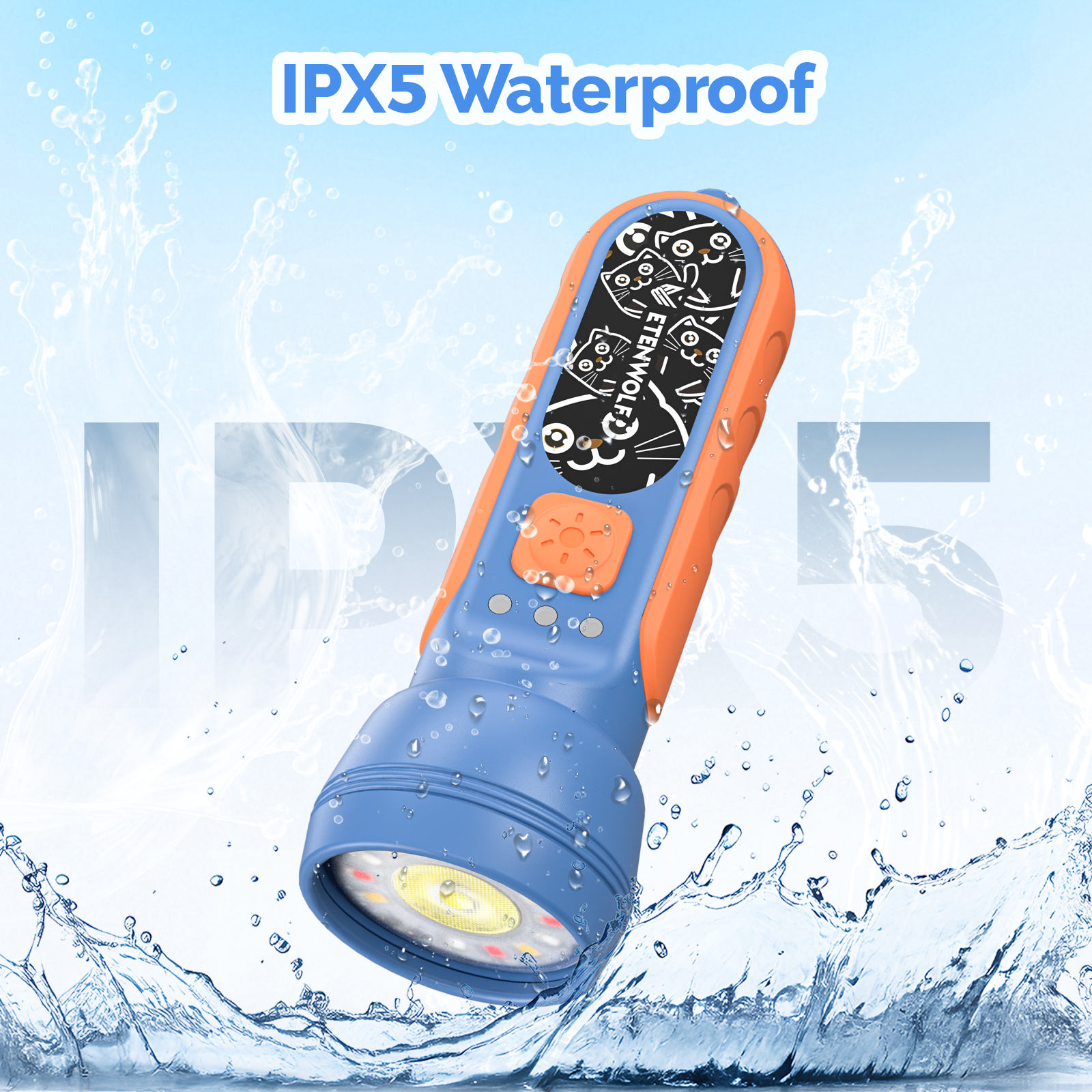 ipx5 waterproof ETENWOLF L1 Mini Rechargeable Flashlight (with Fun Stickers)