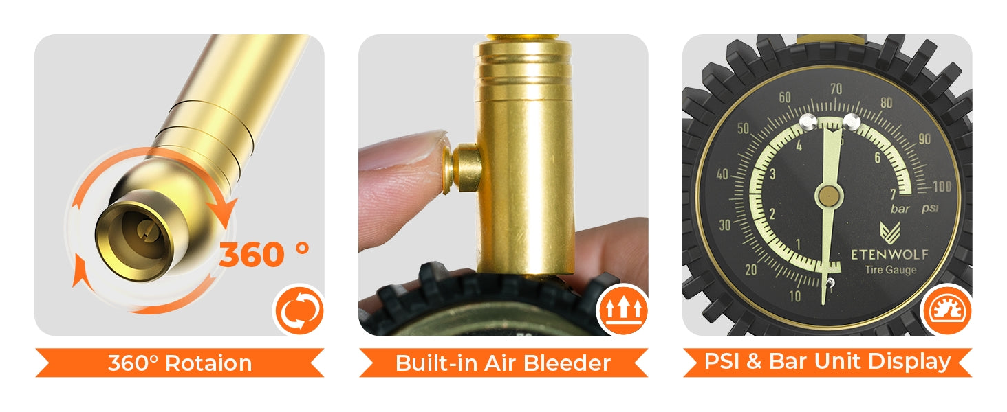 ETENWOLF G200 PRO No Battery Need Tire Pressure Gauge 0~100 PSI