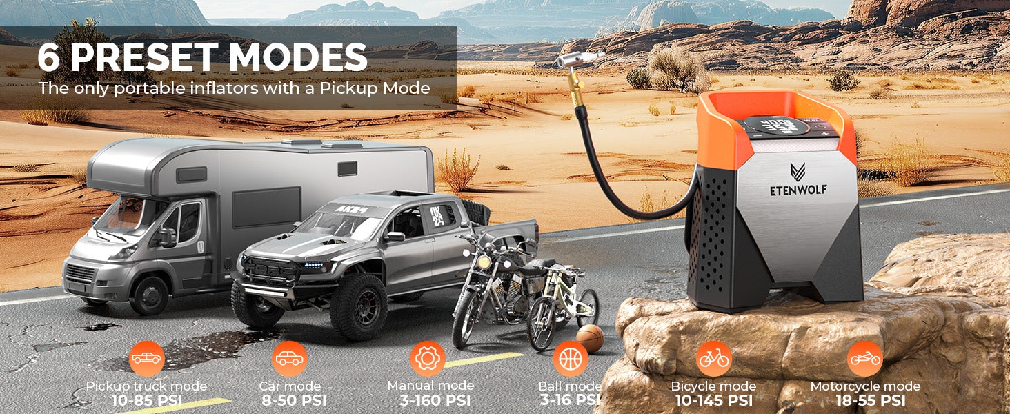 ETENWOLF Zephyr S5 Heavy Duty Tire Inflator Air Compressor
