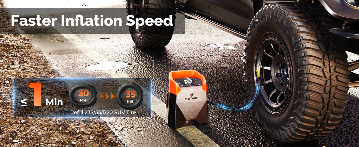 ETENWOLF Zephyr S5 Heavy Duty Tire Inflator Air Compressor