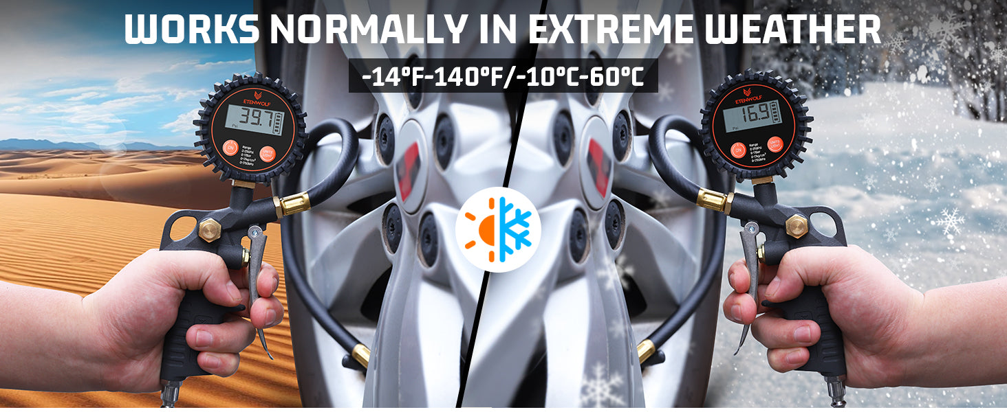 ETENWOLF T500 Digital Tire Pressure Gauge with Inflator 0~250 PSI