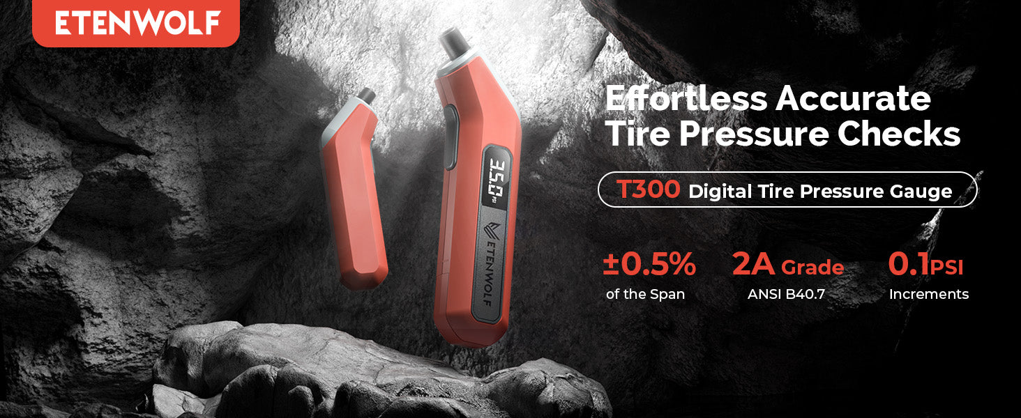 ETENWOLF T300 Digital Tire Pressure Gauge (±1 PSI)