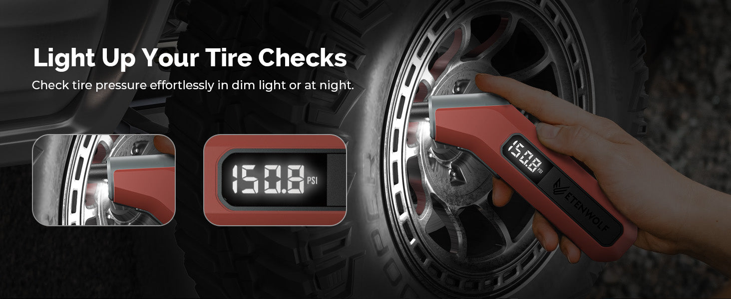 ETENWOLF T300 Digital Tire Pressure Gauge (±1 PSI)