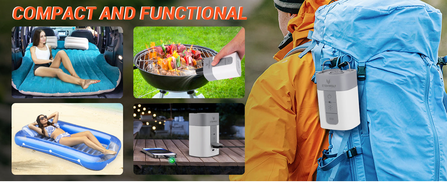 ETENWOLF AIR5 PRO Electric Air Mattress Pump - Camping Pump