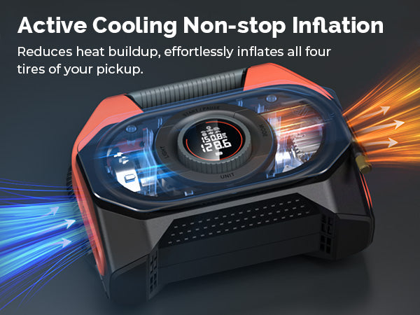 ETENWOLF Vortex S6 Heavy Duty Tire Inflator Air Compressor cooling system