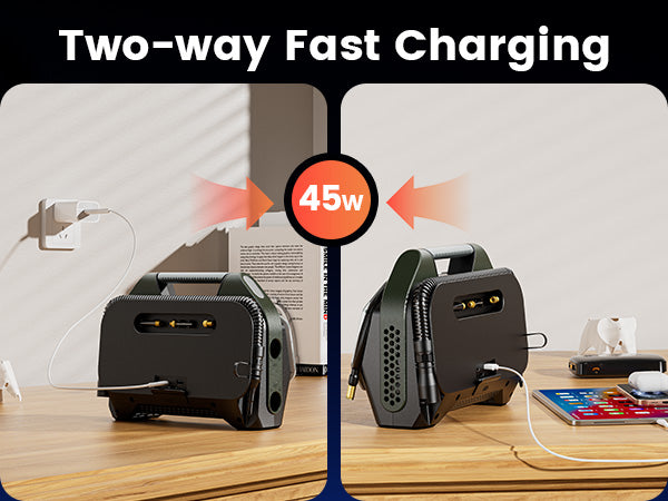 ETENWOLF Vortex S7 Heavy Duty Tire Inflator Air Compressor (38,400 mAh Battery)