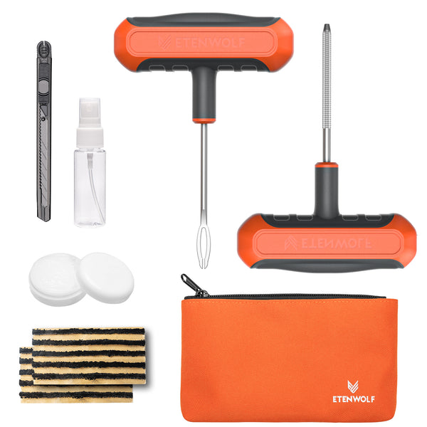 ETENWOLF Flat Tire Repair Kit with Plugs 16 Pcs (Orange)