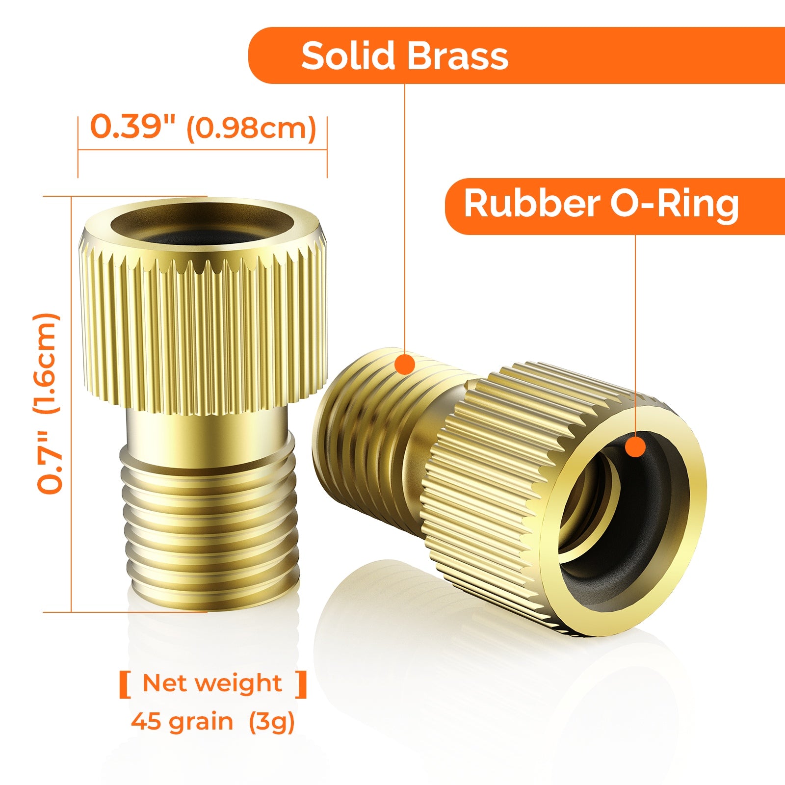 ETENWOLF Brass Presta Valve Adapter 4 Pack (Convert Presta to Schrader Valve Adaptor)