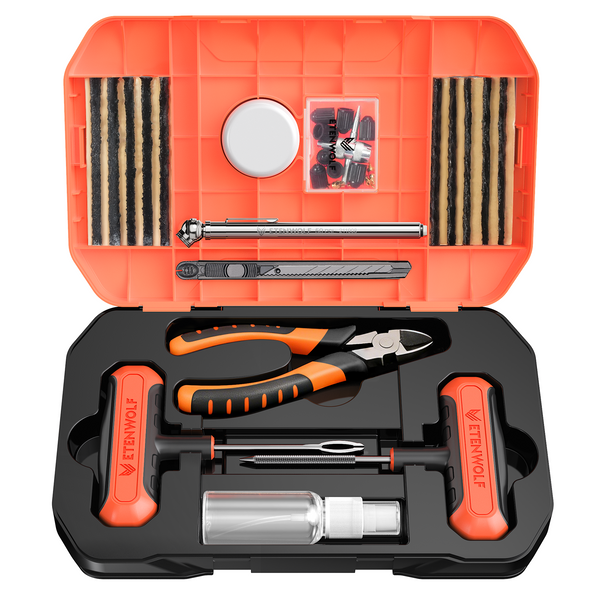 ETENWOLF R1 Flat Tire Repair Kit with Plugs 42 Pcs (Orange)
