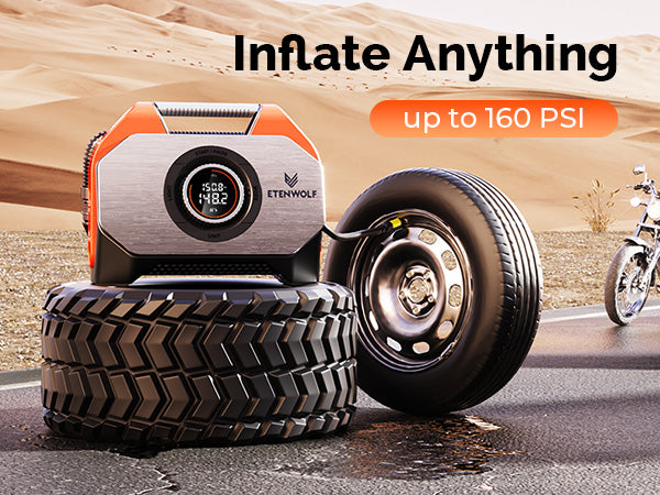 ETENWOLF Vortex S6 Heavy Duty Tire Inflator Air Compressor up to 160PSI