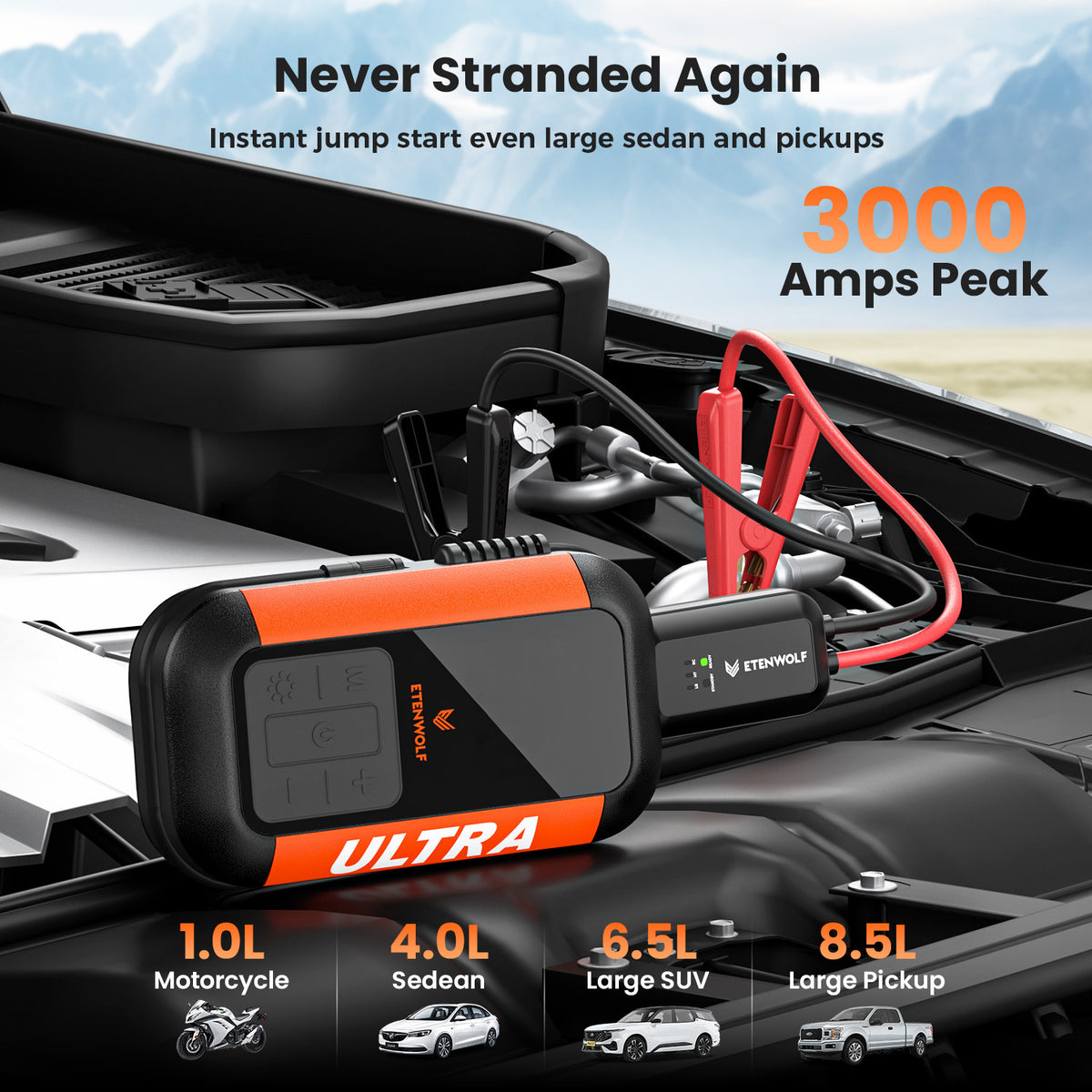 ETENWOLF X6 PRO MAX Jump Starter with Air Compressor (3000A)