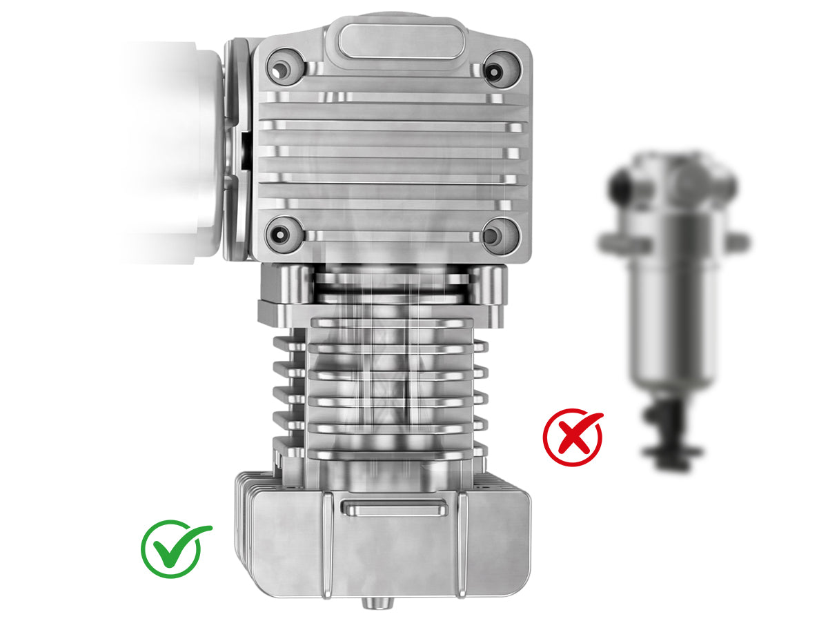 Validated in a 45°C (113°F) constant-temperature chamber. Our unibody aluminum architecture functions as an integrated heat sink, expanding the effective thermal dissipation zone by 15x. This high-conductivity surface accelerates convective heat transfer, maintaining a 30% lower equilibrium temperature compared to plastic-housed competitors. Results confirm a 100% duty cycle with zero thermal-induced downtime during continuous four-tire inflation.