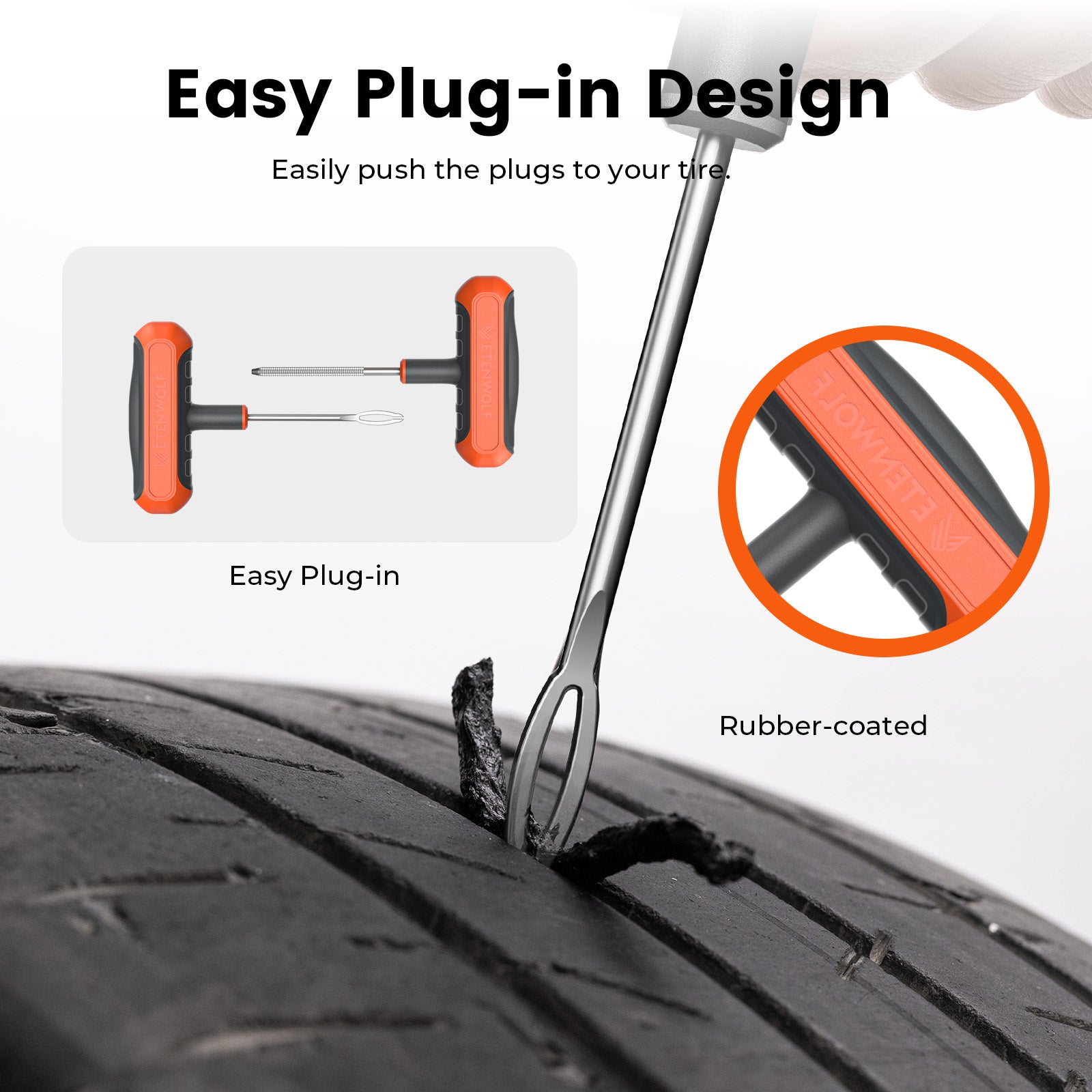 ETENWOLF R1 Flat Tire Repair Kit with Plugs 42 Pcs