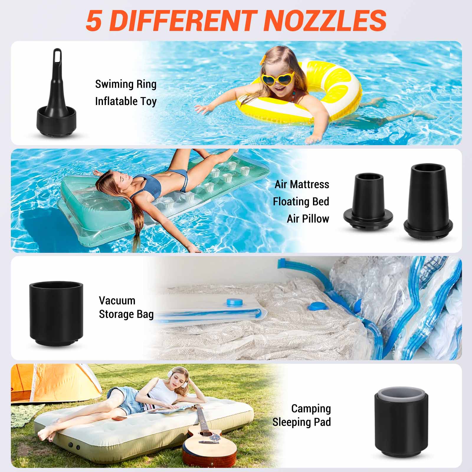 ETENWOLF AIR 2 Air Pump for Inflatables with 2600 mAh Battery, 2X Faster Inflation & Deflation, 4.5 kPa Mini Electric Air Pump for Air Mattresses, Pool Floats, Vacuum Storage Bags