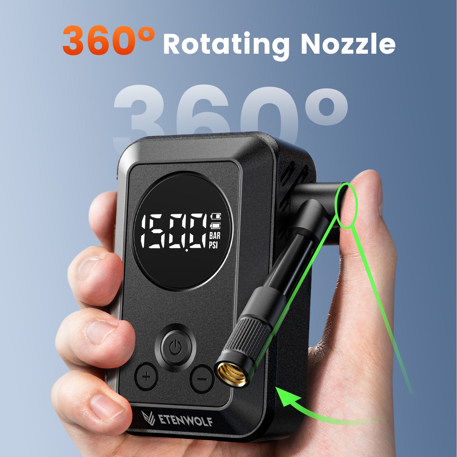 ETENWOLF S0 Mini Electric Bike Pump (150 PSI MAX)