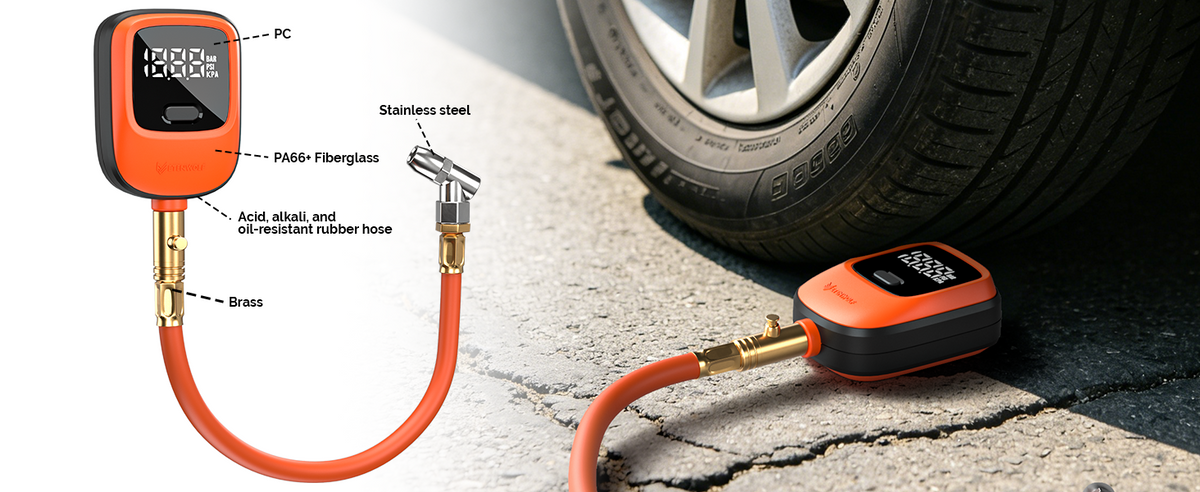 T600 materials include: PC, PA66+ Fiberglass, Acid, alkali, and oil-resistant rubber hose, Brass, Stainless steel. 
