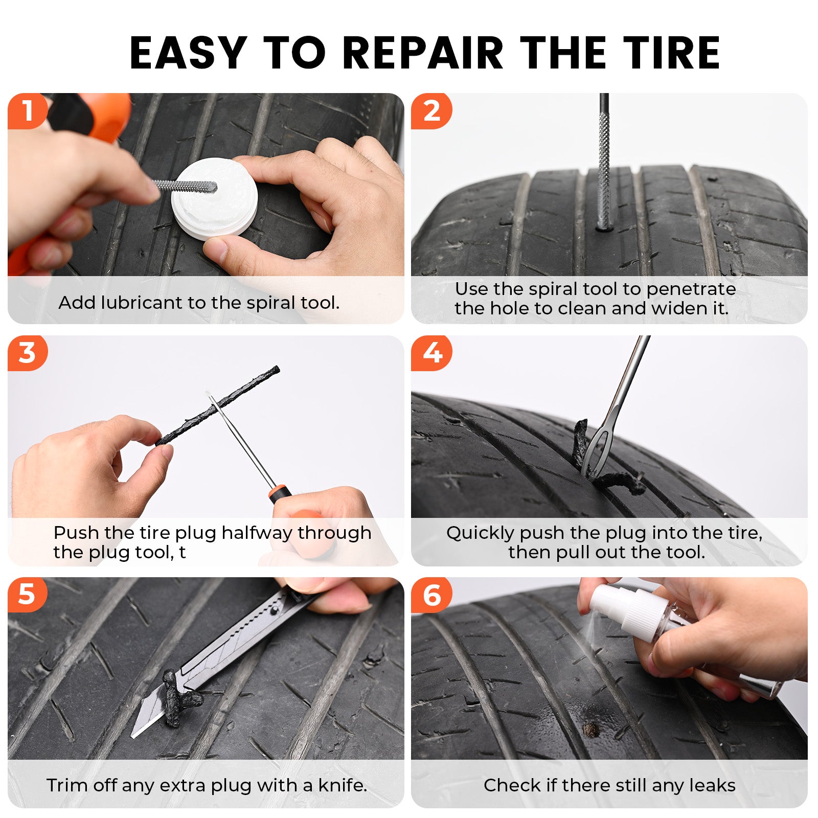 ETENWOLF R1 Flat Tire Repair Kit with Plugs 42 Pcs