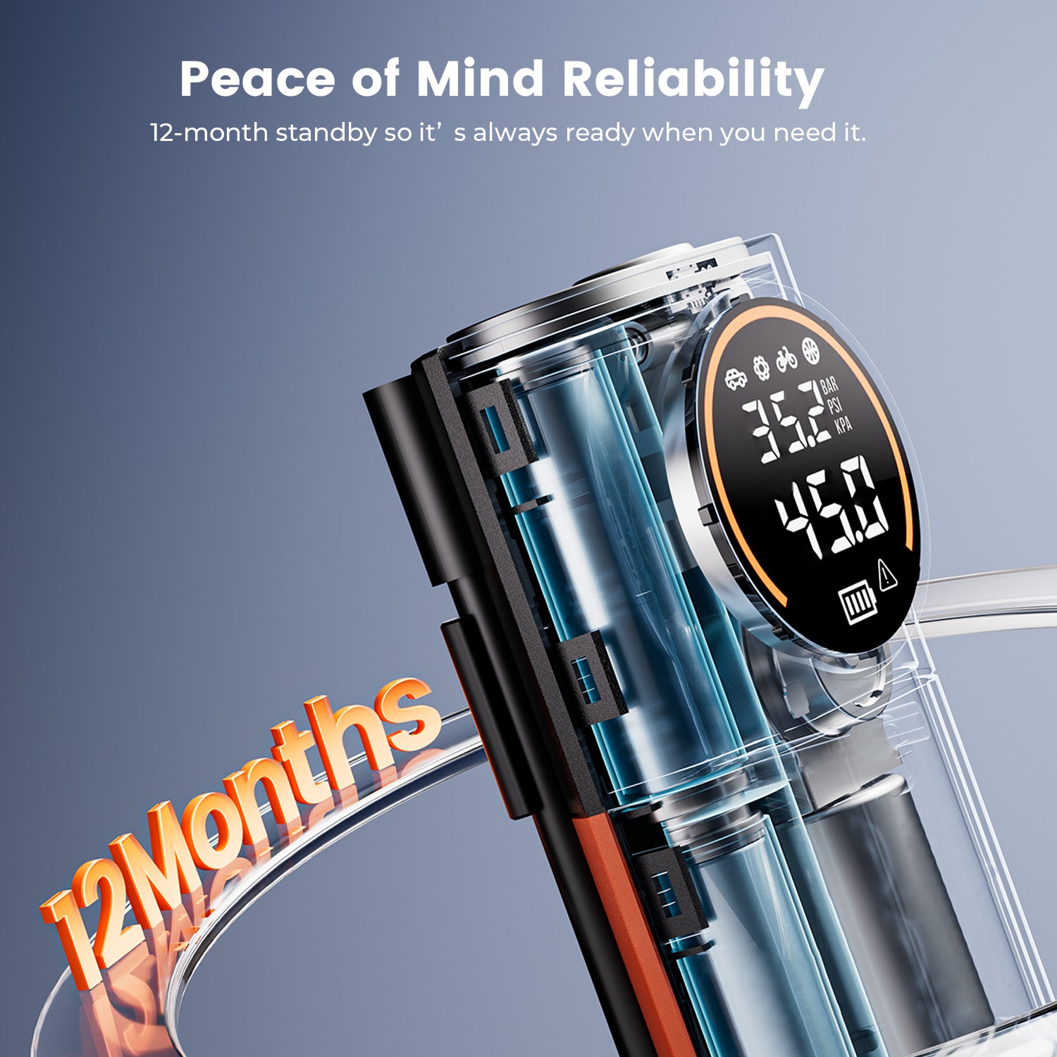 Peace of Mind Reliability. 12-month standby so it's always ready when you need it.