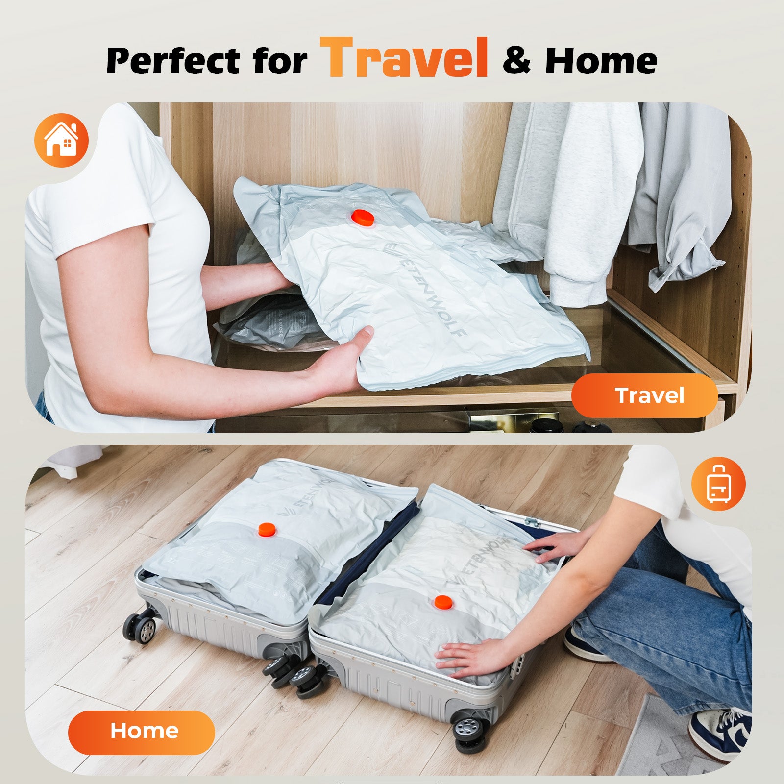 ETENWOLF Reusable Vacuum Seal Bags with Rechargeable Wireless Pump (1300mAh)