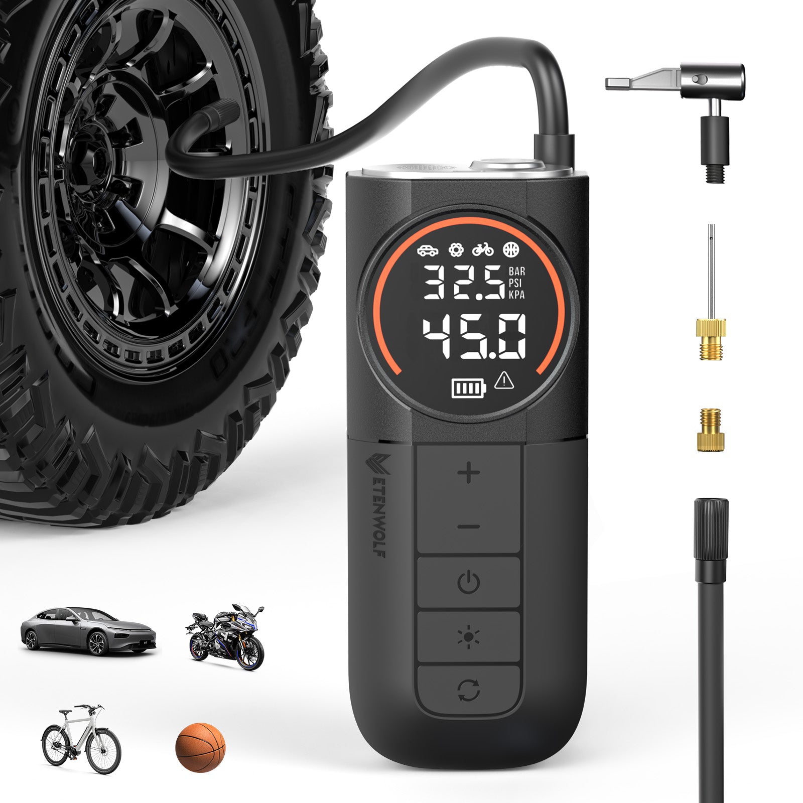 ETENWOLF S1 Portable Tire Inflator Mini Air Compressor