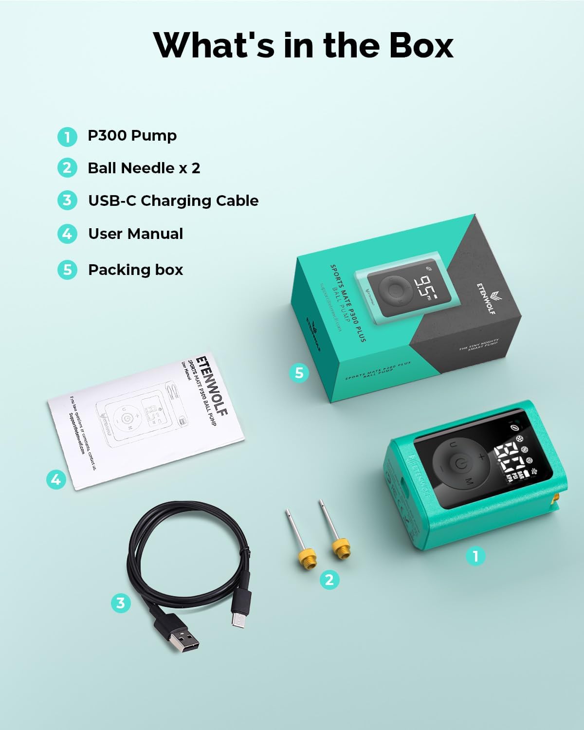 ETENWOLF P300 Electric Ball Pump with Gauge - ETENWOLF